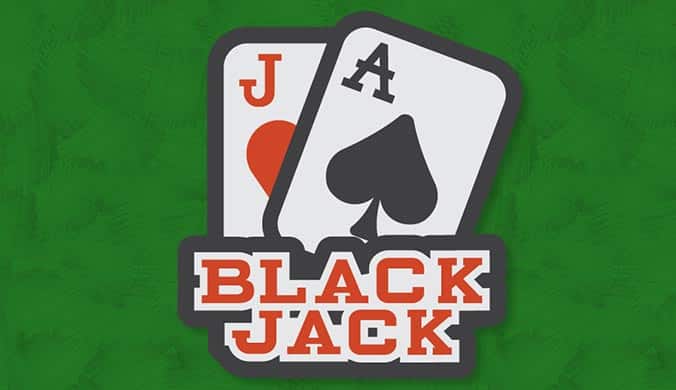 illustration of a J of hearts and an A of spades with the word blackjack written underneath.