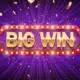 Big Win sign in red and gold on a purple background