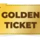 An illustration of a golden coupon ticket, isolated on white