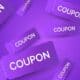 A vector illustration of purple coupons on a purple background