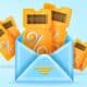 envelope with gold digital coupons peeking out